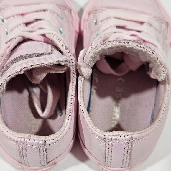 Converse Girl Baby Toddler Pink Leather Size 5 Sneakers - Picture 8 of 11